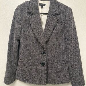 Women's Grey and Black Tweed Blazer